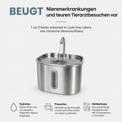 KatziaPet™ Edelstahl-Trinkbrunnen